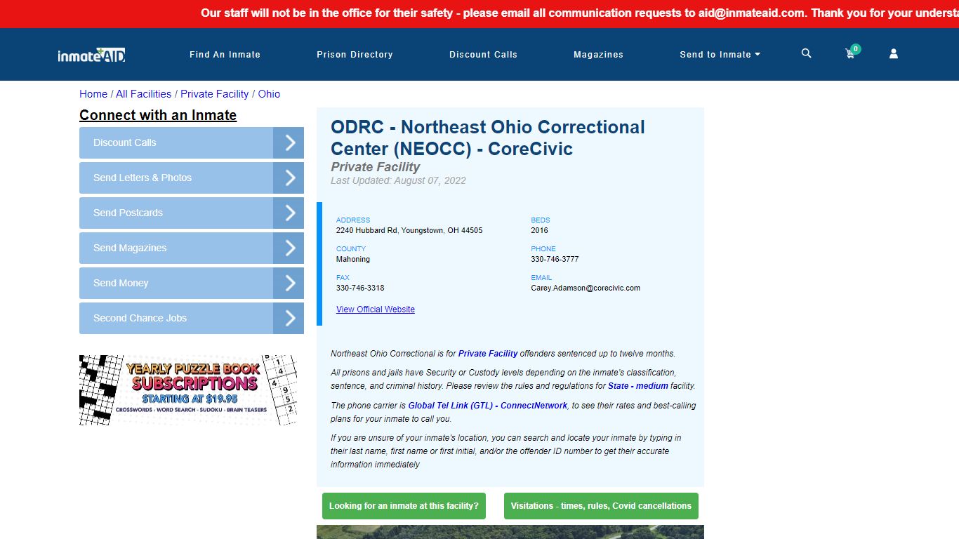 ODRC - Northeast Ohio Correctional Center (NEOCC ...