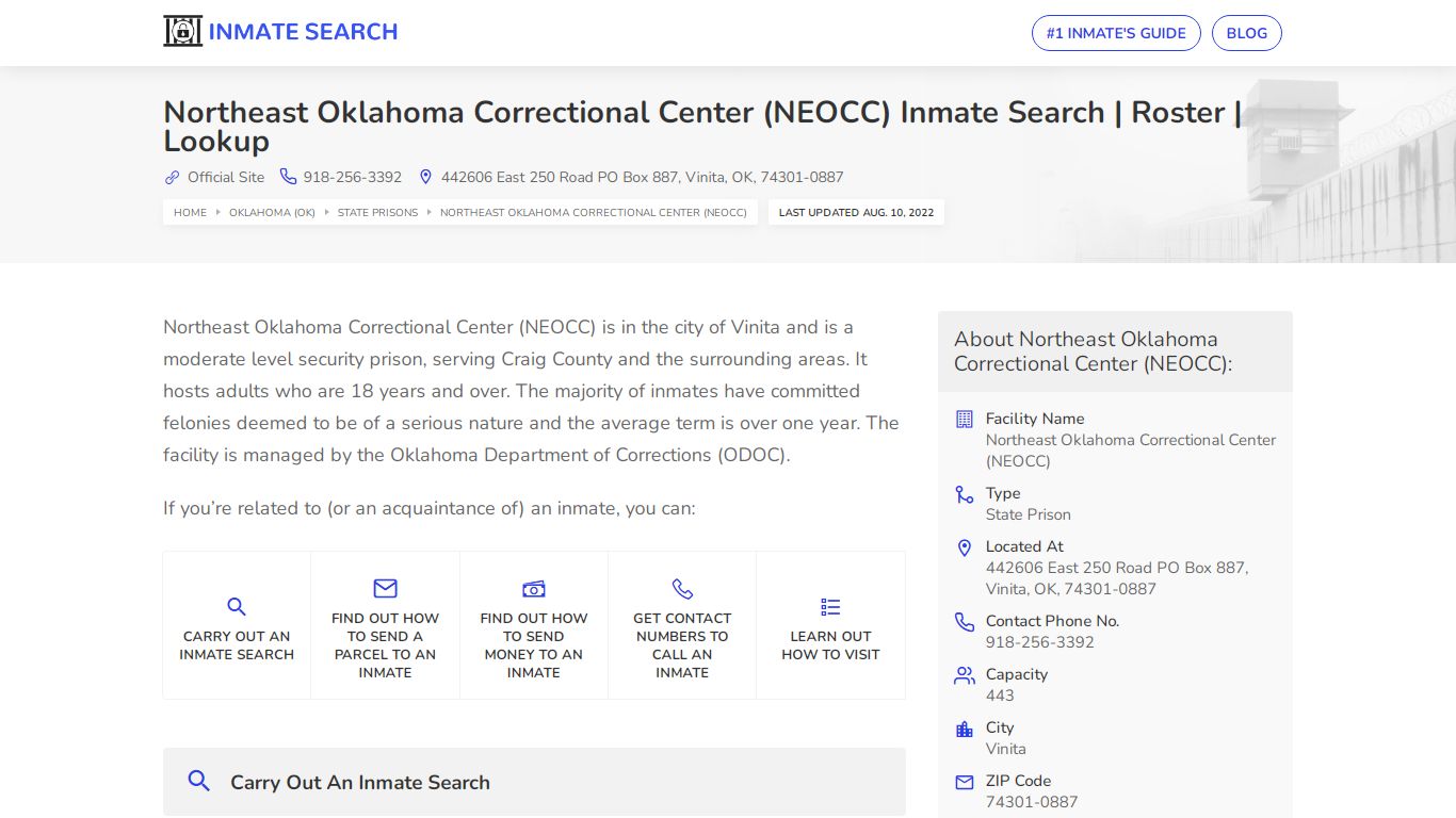 Northeast Oklahoma Correctional Center (NEOCC) Inmate ...